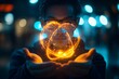 © Tayba - Hand holding glowing digital download icon, concept of data transfer and technology innovation