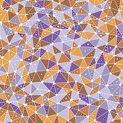Poster - Background with triangles pattern. Multiple repeated inner triangles. Compact shape size. Multiple colors style. Seamless pattern. Classy vector tiles. Trending vector illustration.