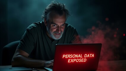 Poster - personal data exposed – online security breach alert