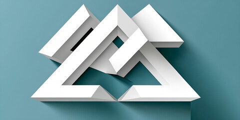 Poster - Abstract 3d geometric shape graphic with shadows on turquoise background modern and minimalist design concept