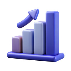 Poster - 3d rendered icon of a rising bar graph representing financial growth and success with a White background
