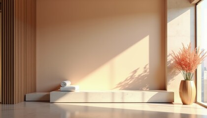 Poster - Modern minimalist interior with natural light and decorative plants  
