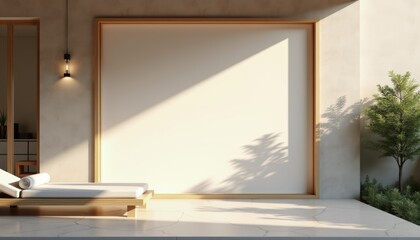 Poster - Modern patio with sun lounger and minimalistic design elements  