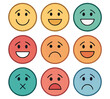 © BIBI - Emoticon Icon Set Emojis big vector icons set,Hands. Smile colllection. Emotions. Funny Cartoon. Hand Gestures. Social Media. Smile, Crying, Sad, Angry