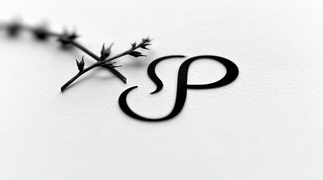 Minimalist wedding logo featuring elegant S and P initials with delicate lines on white background