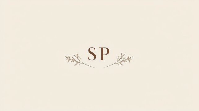Minimalist wedding logo featuring elegant S and P initials with delicate lines on white background