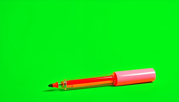 Orange Marker Pen Lying on Green Screen Background For Keying Purpose