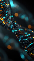 Poster - Abstract genetic code sequence glowing, futuristic DNA strand, biotechnology, digital science