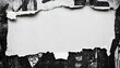 © john - torn white paper on urban grunge wall with abstract black graffiti, blank ripped poster template, textured street art frame