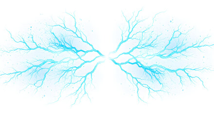 Poster - Symmetrical Blue Streaks Pattern on White Background Representing Abstract Lightning or Electrical Energy