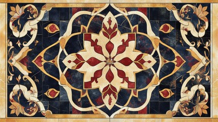 Poster - Creating a regal islamic tile design with geometric patterns in an artistic studio environment