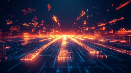  - Dynamic digital arrows guiding towards innovation in virtual space digital art futuristic environment perspective on technology