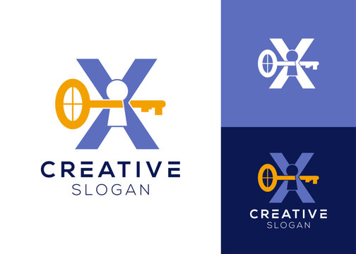 Logo keyhole window. Letter X with window and keyhole logo design