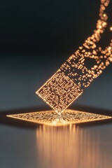 Poster - Glowing Code Descends to Mirror Image Representing Cybersecurity Awareness on Dark Surface