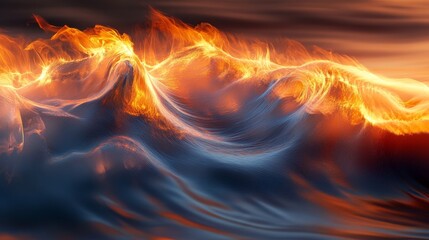 Poster - Slow motion flames dance abstract fire visuals creative imagery dramatic lighting artistic interpretation mesmerizing motion effects