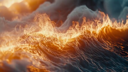 Poster - Captivating slow motion flames dancing over water natural landscape high-definition video tranquil environment cinematic viewpoint mesmerizing concept