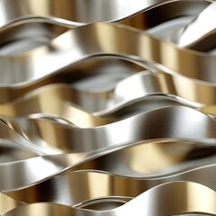 Poster - Visual representation showcases a silver and gold abstract background created with wavy textures and a liquid metal appearance SEAMLESS PATTERN