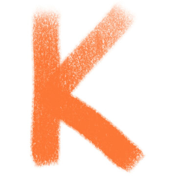 Textured Orange Letter K with Transparent Background in Abstract Style