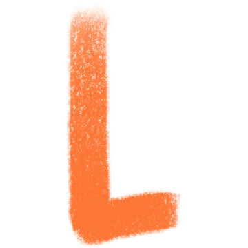 Textured Orange Letter L with Transparent Background in Abstract Style