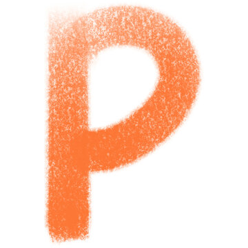 Textured Orange Letter P with Transparent Background in Abstract Style