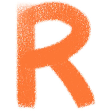 Textured Orange Letter R with Transparent Background in Abstract Style