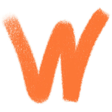 Textured Orange Letter W with Transparent Background in Abstract Style