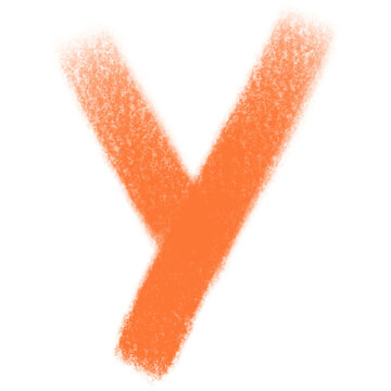 Textured Orange Letter Y with Transparent Background in Abstract Style