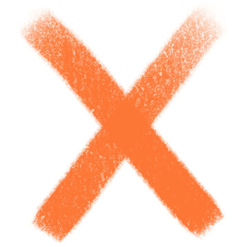 Textured Orange Letter X with Transparent Background in Abstract Style