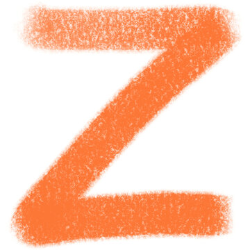 Textured Orange Letter Z with Transparent Background in Abstract Style