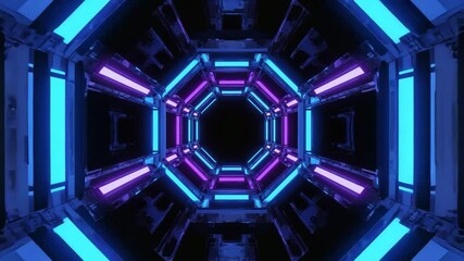 Poster - Dynamic neon light tunnel creates immersive visual experience in futuristic setting