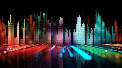 Poster - Experience vibrant sound waves dancing in colorful patterns during an electrifying audio journey at an exciting event in the city
