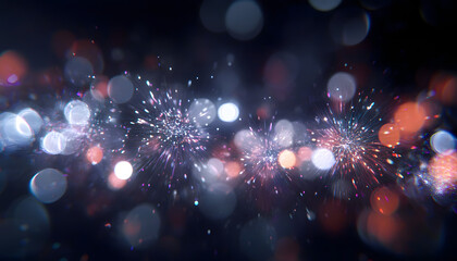 Poster - abstract new year bokeh lights in dark background for web design, print media, branding, and digital art projects high quality graphic resource