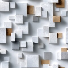 Poster - A textured wall features a striking pattern of thick white paint squares, merging artistry with architectural detail SEAMLESS PATTERN