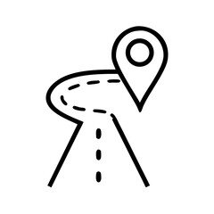Aufkleber - Road Path with Navigation Arrow Icon Representing Travel Direction, Route Guidance, and GPS Navigation