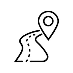 Aufkleber - Road Path with Pin Destination Icon Representing Travel Route, Navigation, and Location Arrival