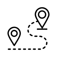 Aufkleber - Road Path with Pin Destination Icon Representing Travel Route, Navigation, and Location Arrival