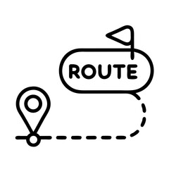 Aufkleber - Route Path with Location Flag Icon Representing Travel Destination, Navigation Route, and Journey Planning