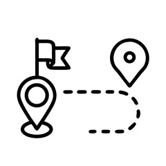 Aufkleber - Route Path with Location Flag Icon Representing Travel Destination, Navigation Route, and Journey Planning