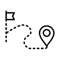 Aufkleber - Route Path with Location Flag Icon Representing Travel Destination, Navigation Route, and Journey Planning
