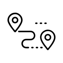 Aufkleber - Route with Multiple Pin Markers Icon Representing Travel Path, Navigation Points, and Location Mapping