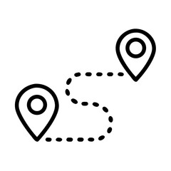 Aufkleber - Route with Multiple Pin Markers Icon Representing Travel Path, Navigation Points, and Location Mapping