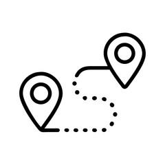 Aufkleber - Route with Two Pin Markers Icon Representing Navigation Path, Travel Direction, and Location Planning