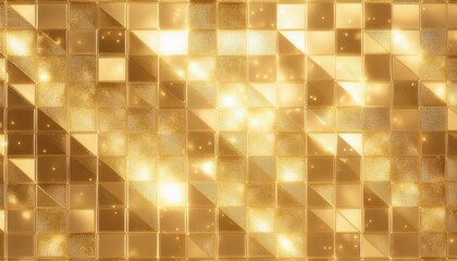 Aufkleber -  luxury golden mosaic tiles background with glowing light reflections for web design, branding, print, and modern digital texture