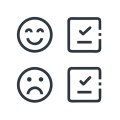 Poster - Smile and Frown Icons with Checkboxes Representing User Feedback, Rating, and Emotional Response