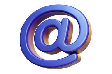 Poster - 3D Blue At Symbol on White: A Bold, Striking Visual for Modern Communication, Email, Internet and Online Presence in a Clean and Contemporary Design. 