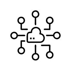 Poster - Technology Hub Network Icon Representing Digital Connectivity, Centralized Infrastructure, and Tech Ecosystem Integration