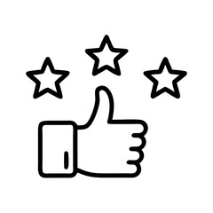Poster - Thumbs Up with Five Stars Icon Representing Positive Feedback, High Rating, and Quality Approval