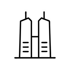 Poster - Twin Tower Business Complex Icon Representing Corporate Office Buildings, Urban Architecture, and Commercial Real Estate