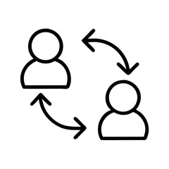Poster - Two User Profiles with Arrows Icon Representing Data Exchange, User Interaction, and Account Synchronization