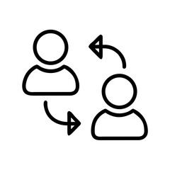 Poster - Two User Profiles with Arrows Icon Representing Data Exchange, User Interaction, and Account Synchronization